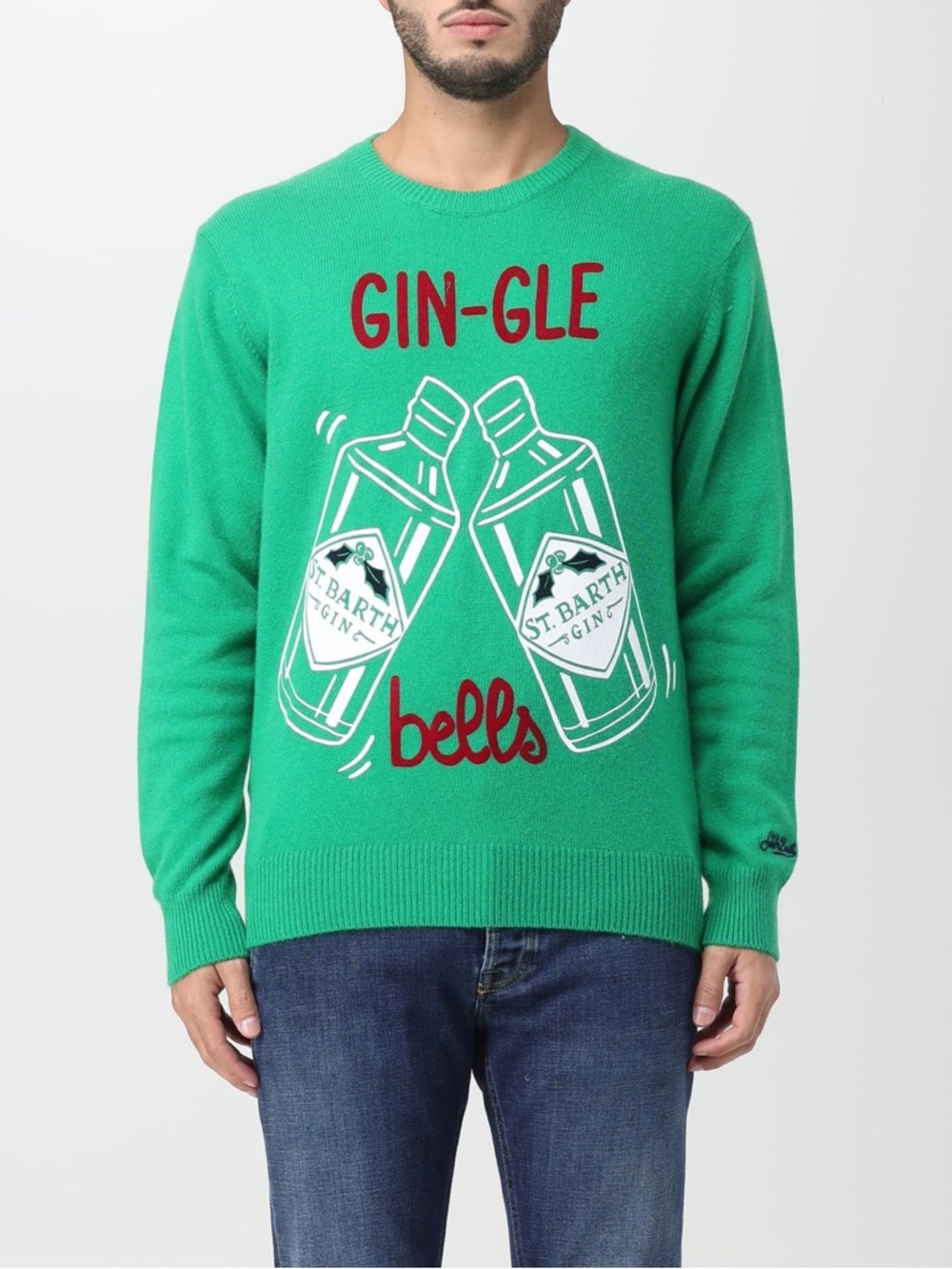 MC2 Saint Barth Green 'Gin-gle Bells' Crewneck Sweater
